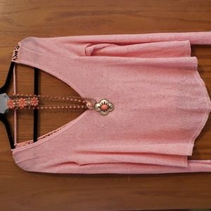 Daytrip NWT Peach Crochet Back Top.  Free necklace and bracelet with top